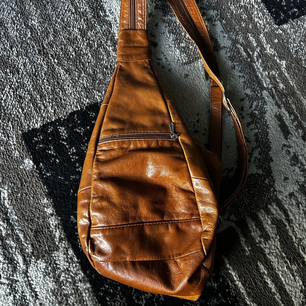 Brown Leather Sling Bag